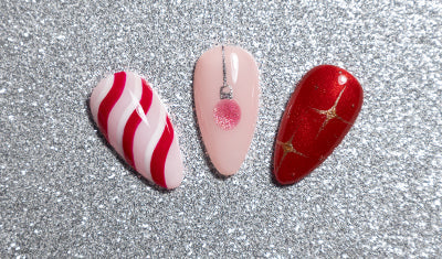 Festive Nail Art Tutorials: Bauble, Stars, and Candy Cane